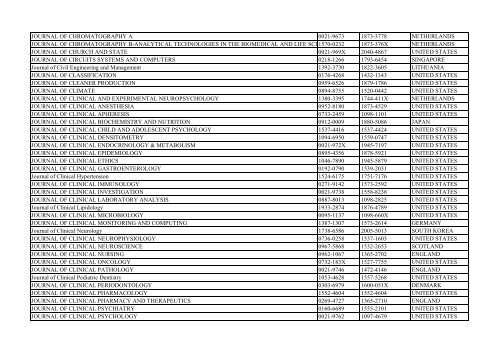 Thomson Reuter/ISI Web of Science List: Science (January ... - Library