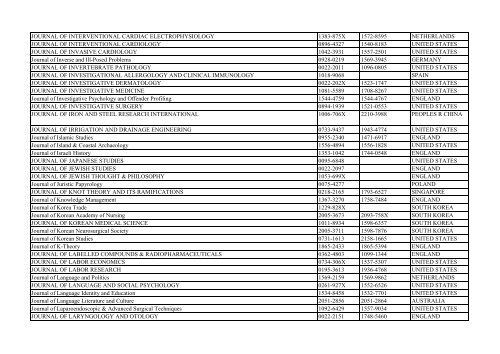 Thomson Reuter/ISI Web of Science List: Science (January ... - Library