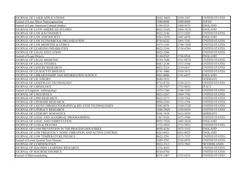 Thomson Reuter/ISI Web of Science List: Science (January ... - Library