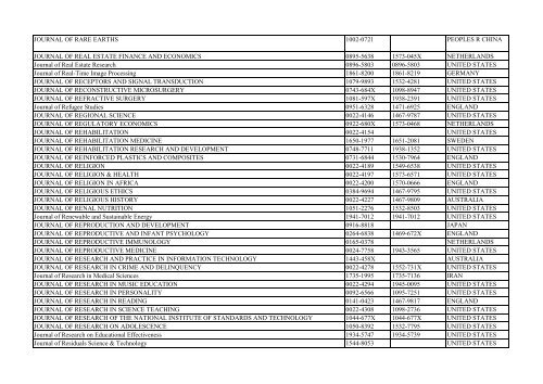 Thomson Reuter/ISI Web of Science List: Science (January ... - Library