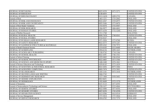 Thomson Reuter/ISI Web of Science List: Science (January ... - Library