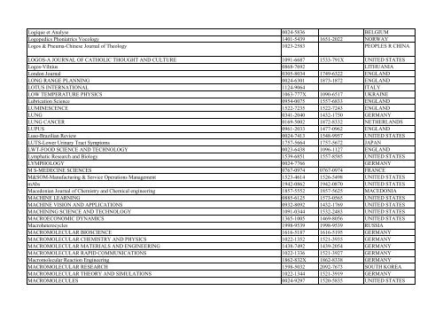 Thomson Reuter/ISI Web of Science List: Science (January ... - Library