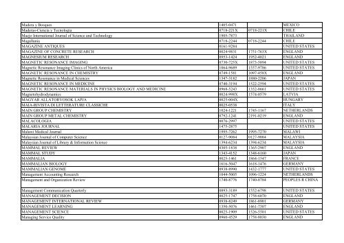 Thomson Reuter/ISI Web of Science List: Science (January ... - Library