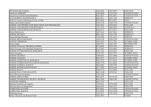 Thomson Reuter/ISI Web of Science List: Science (January ... - Library