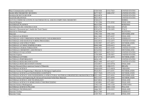 Thomson Reuter/ISI Web of Science List: Science (January ... - Library