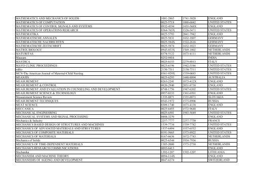 Thomson Reuter/ISI Web of Science List: Science (January ... - Library