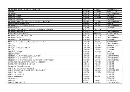 Thomson Reuter/ISI Web of Science List: Science (January ... - Library