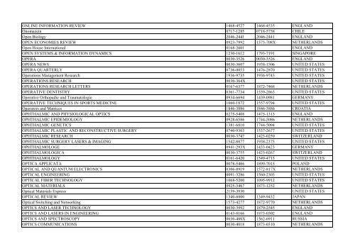 Thomson Reuter/ISI Web of Science List: Science (January ... - Library