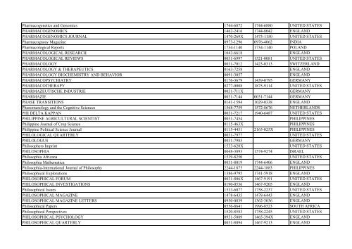 Thomson Reuter/ISI Web of Science List: Science (January ... - Library