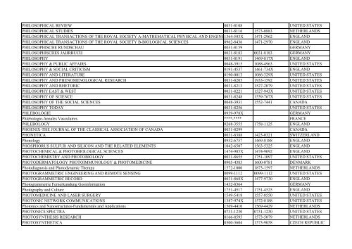 Thomson Reuter/ISI Web of Science List: Science (January ... - Library