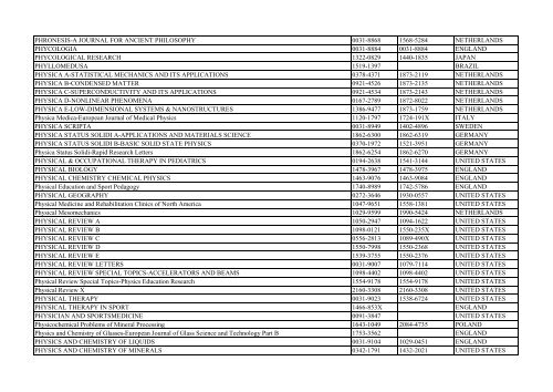 Thomson Reuter/ISI Web of Science List: Science (January ... - Library