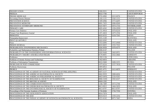 Thomson Reuter/ISI Web of Science List: Science (January ... - Library