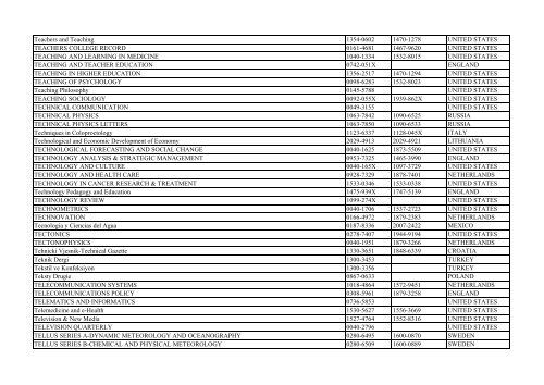 Thomson Reuter/ISI Web of Science List: Science (January ... - Library