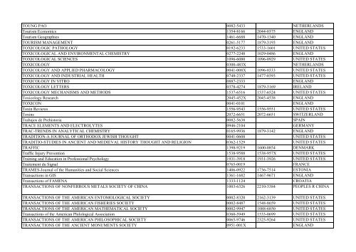 Thomson Reuter/ISI Web of Science List: Science (January ... - Library