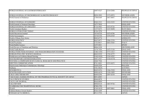 Thomson Reuter/ISI Web of Science List: Science (January ... - Library