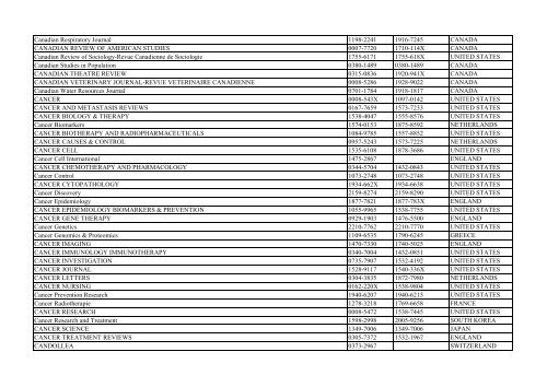 Thomson Reuter/ISI Web of Science List: Science (January ... - Library