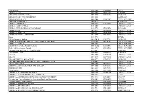 Thomson Reuter/ISI Web of Science List: Science (January ... - Library