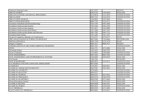 Thomson Reuter/ISI Web of Science List: Science (January ... - Library