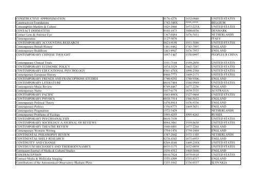 Thomson Reuter/ISI Web of Science List: Science (January ... - Library