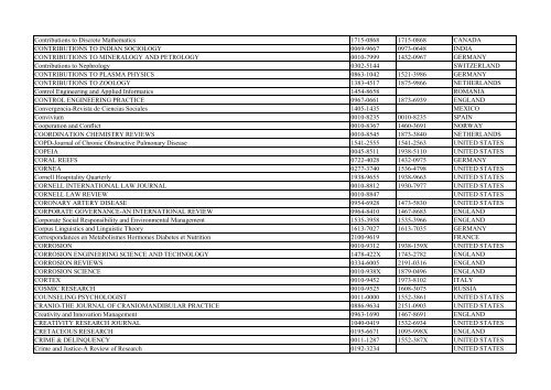 Thomson Reuter/ISI Web of Science List: Science (January ... - Library