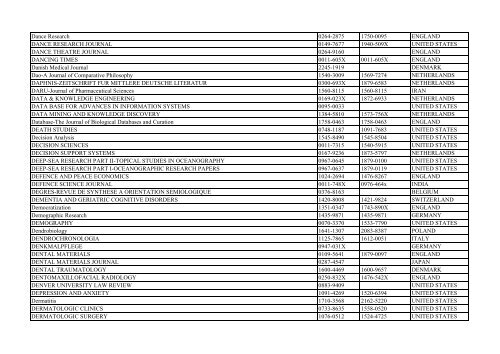 Thomson Reuter/ISI Web of Science List: Science (January ... - Library