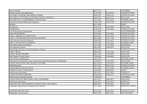 Thomson Reuter/ISI Web of Science List: Science (January ... - Library