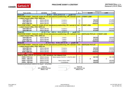 GETALIT pracovné dosky a príslušenstvo (2) - Dextrade