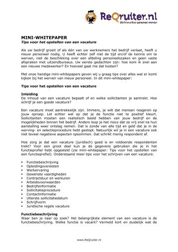 Mini Whitepaper - Tips voor het opstellen van een vacature ...