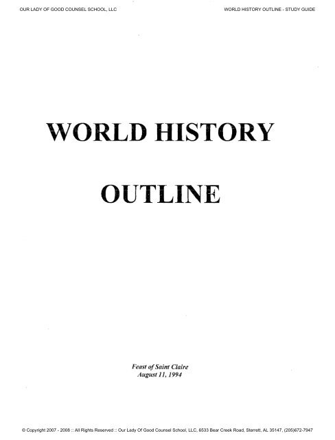WORLD HISTORY OUTLINE - Our Lady Of Good Counsel School