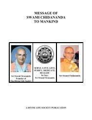 Message of Swami Chidananda to Mankind - The Divine Life Society