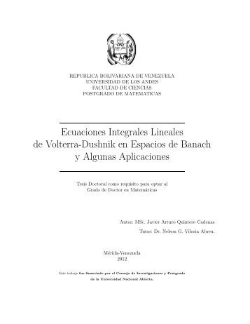 Ecuaciones Integrales Lineales de Volterra-Dushnik en Espacios de ...