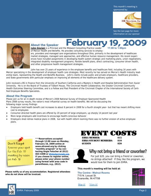 02 2009 Newsletter - Evansville-Area Human Resource Association