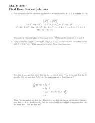 MATH 2400 Final Exam Review Solutions