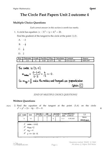 The Circle Past Papers Unit 2 outcome 4 - Mathsrevision.com