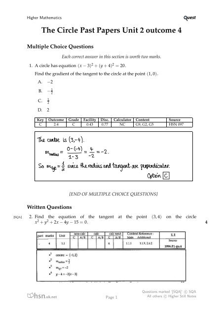 The Circle Past Papers Unit 2 outcome 4 - Mathsrevision.com