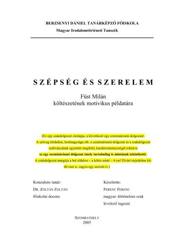 Szakdolgozat, szeminÃ¡riumi dolgozat - tÃ¶rdelÃ©sminta