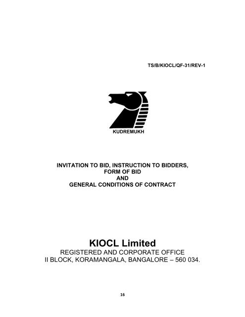 KIOCL Limited. - The Kudremukh Iron Ore Company Limited