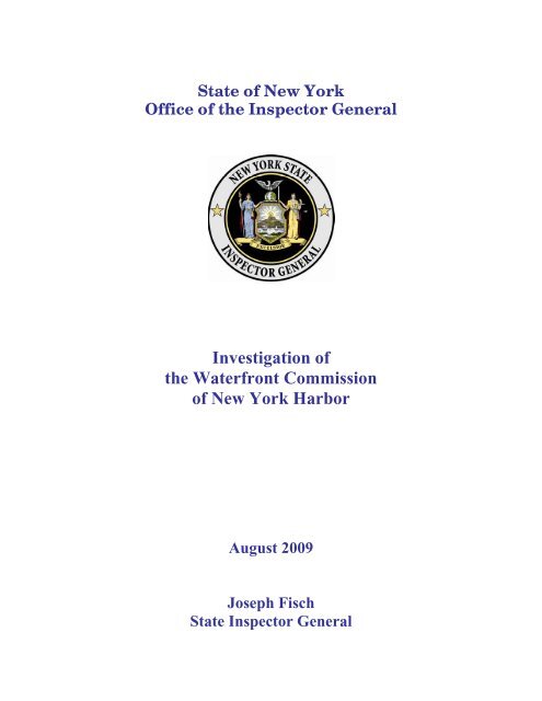 Investigation of the Waterfront Commission of New York Harbor