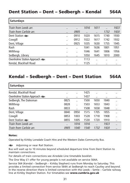 Summer 2013 DalesBus timetable and guide - Metro