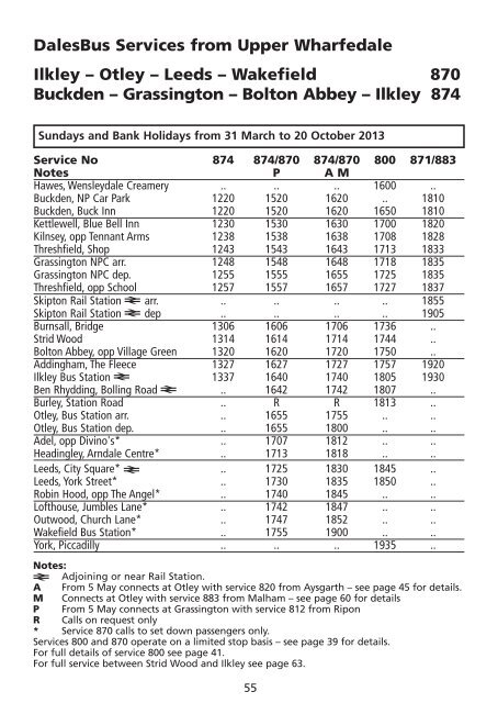 Summer 2013 DalesBus timetable and guide - Metro