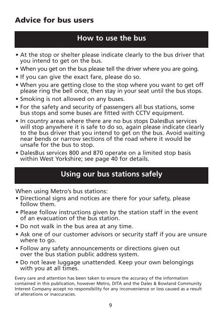 Summer 2013 DalesBus timetable and guide - Metro