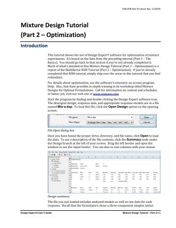 Mixture Design Tutorial (Part 2 - Optimization) - Statease.info