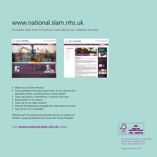Psychotherapy Service booklet - SLaM National Services
