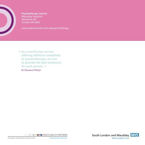 Psychotherapy Service booklet - SLaM National Services