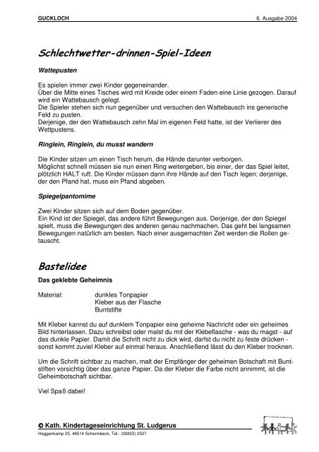 6. Ausgabe - Familienzentrum & Kindertageseinrichtung St. Ludgerus