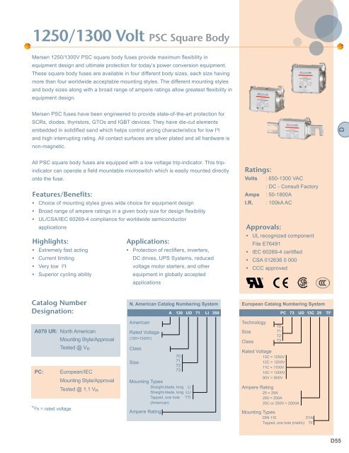 1250/1300 Volt PSC Square Body - Mersen