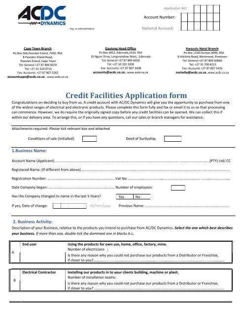 Credit Facilities Application form - ACDC Dynamics