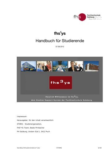 fhs ys Handbuch für Studierende - FH Salzburg - Fachhochschule ...