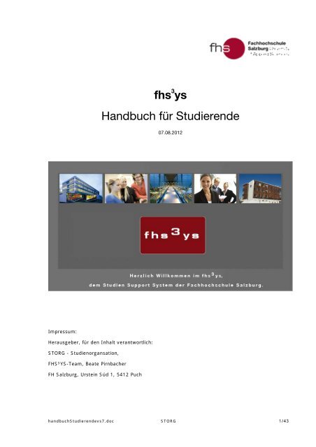 fhs ys Handbuch für Studierende - FH Salzburg - Fachhochschule ...