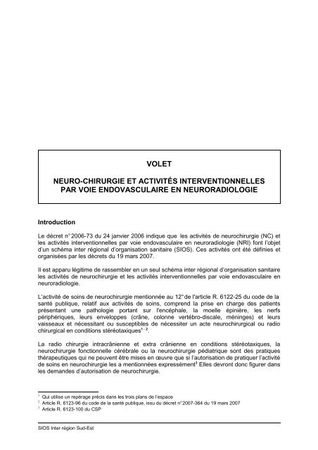 La neurochirurgie et les activitÃ©s interventionnelles ... - Parhtage santÃ©